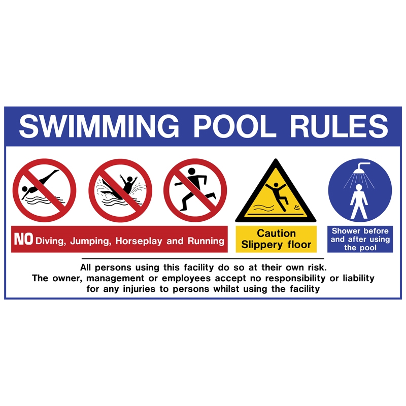 Πινακίδα σήμανσης PVC SWIMMING POOL RULES