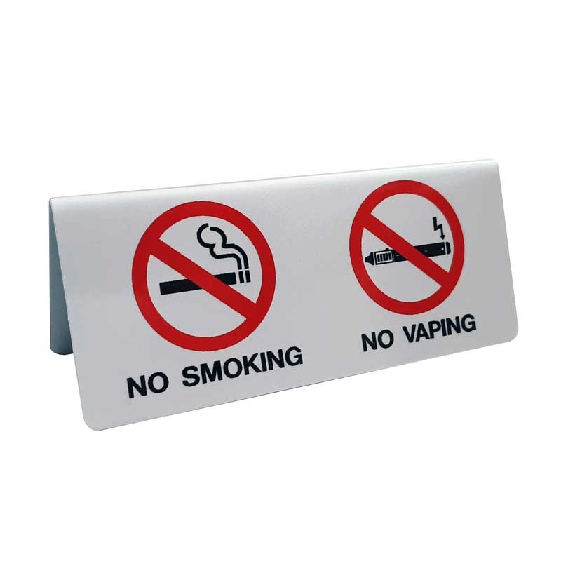 Πινακίδα επιτραπέζια αλουμινίου ΝΟ SMOKING/NO VAPING σετ 3 τεμ.