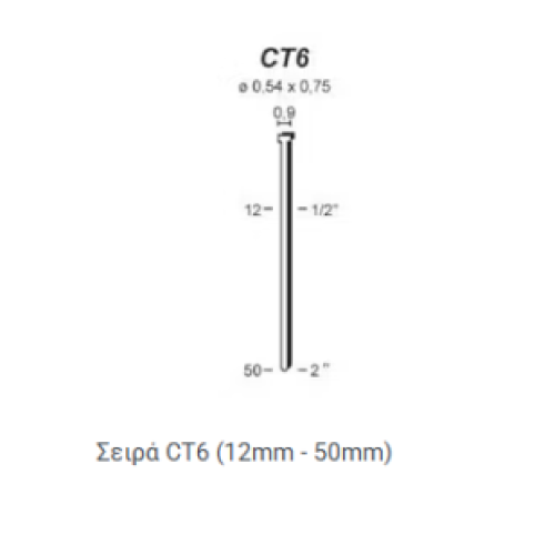 Καρφιτσάκι με κεφάλι CT6-25mm 20.000τμχ