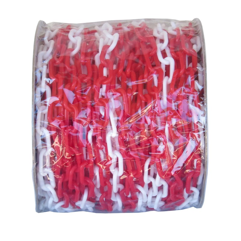 Πλαστική αλυσίδα κόκκινη άσπρη 25 μέτρα 8mm